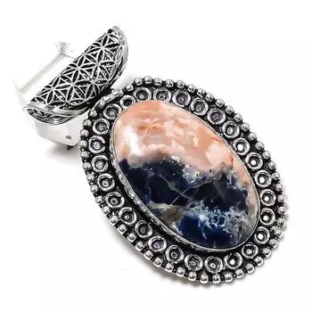 Подвеска из натурального содалита, ручная работа, серебро 925 пробы, 2,56 дюйма, C9E64