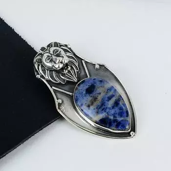 Подвеска из натурального содалита, стерлинговое серебро 925 пробы — дизайн ручной работы, повседневные украшения, уникальная подвеска из содалита, праздничные подарки 2.55 синий