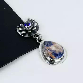 Подвеска из натурального содалита, стерлингового серебра 925 пробы — дизайн ручной работы, повседневные украшения, уникальная подвеска из голубого топаза, подарки на вату 2.95 синий