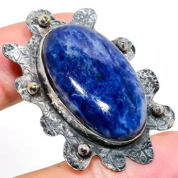 Подвеска из натурального содалита, стерлингового серебра 925 пробы, ручная работа, 1,81 дюйма, M9l18