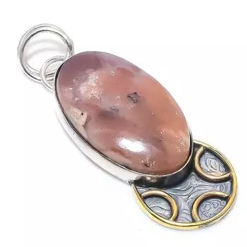 Подвеска из натурального солнечного камня из стерлингового серебра 925 пробы в двух тонах 2,29 дюйма e9J68