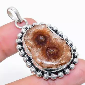 Подвеска из натурального солнечного кварца ручной работы из стерлингового серебра 925 пробы 1,89 дюйма j1K81