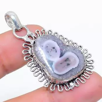 Подвеска из натурального солнечного кварца ручной работы из стерлингового серебра 925 пробы 1,77 дюйма R5g82