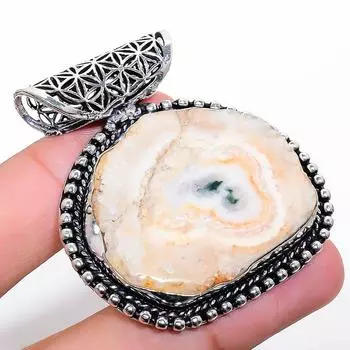 Подвеска из натурального солнечного кварца ручной работы из стерлингового серебра 925 пробы 1,97 дюйма U2R65