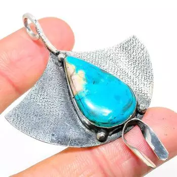 Подвеска из натурального спящего бирюзового камня из стерлингового серебра 925 пробы 2,64 дюйма v3S45