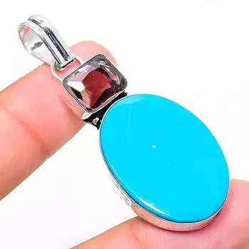 Подвеска из натурального спящего бирюзового камня, аметиста, стерлингового серебра 925 пробы, 2,29 дюйма, D8G16