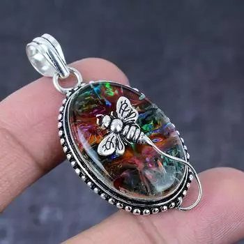 Подвеска из натурального стекла Dicorich ручной работы из стерлингового серебра 925 пробы 1,97 дюйма W4p93