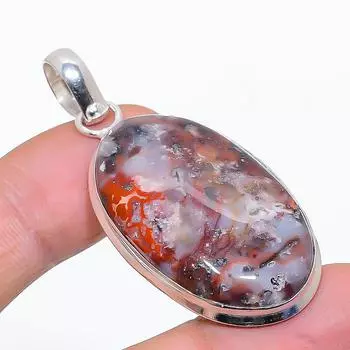 Подвеска из натурального сумасшедшего кружева с агатом ручной работы из стерлингового серебра 925 пробы 2,05 дюйма Z6h82