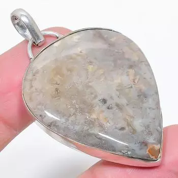 Подвеска из натурального сумасшедшего кружевного агата из стерлингового серебра 925 пробы 2,17 дюйма S1d72