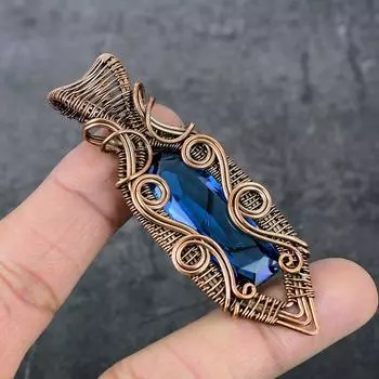 Подвеска из натурального танзанита, кварца, медной проволоки, 3,07 дюйма I3T09