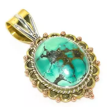 Подвеска из натурального тибетского бирюзового двухцветного стерлингового серебра 925 пробы 1,50 G5v88