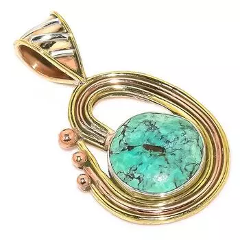 Подвеска из натурального тибетского бирюзового двухцветного стерлингового серебра 925 пробы 1,50 v8D68