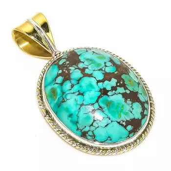 Подвеска из натурального тибетского бирюзового двухцветного стерлингового серебра 925 пробы 1,50 z9s39