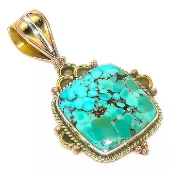 Подвеска из натурального тибетского бирюзового двухцветного стерлингового серебра 925 пробы 1,50 q7q09