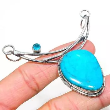 Подвеска из натурального тибетского бирюзового, голубого топаза из стерлингового серебра 925 пробы 2,99 дюйма h1n61