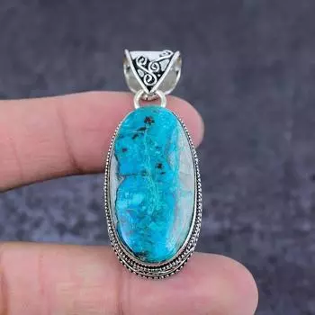 Подвеска из натурального тибетского бирюзового камня из стерлингового серебра 925 пробы 2,17 дюйма r3n35