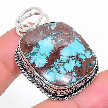 Подвеска из натурального тибетского бирюзового серебра 925 пробы 1,97 дюйма Y1w61