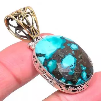 Подвеска из натурального тибетского бирюзового серебра 925 пробы в тон 1,93 дюйма l7E10