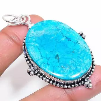 Подвеска из натурального тибетского серебра 925 пробы с бирюзой 2,60 дюйма e6j16