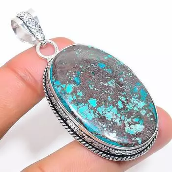 Подвеска из натурального тибетского серебра 925 пробы с бирюзой 2,44 дюйма Y7g67