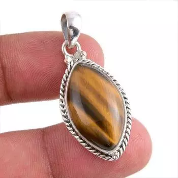 Подвеска из натурального тигрового глаза ручной работы из цельного серебра 925 пробы 1,50 дюйма v4W26
