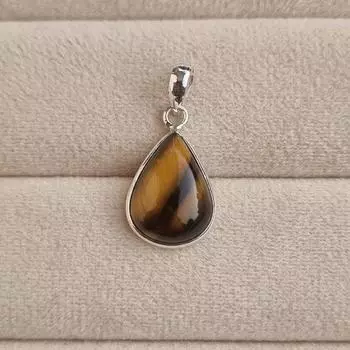 Подвеска из натурального тигрового глаза, серебро 925 пробы, ювелирные изделия ручной работы, подарок для него и для нее, ювелирные изделия с драгоценными камнями Free Size жёлтый