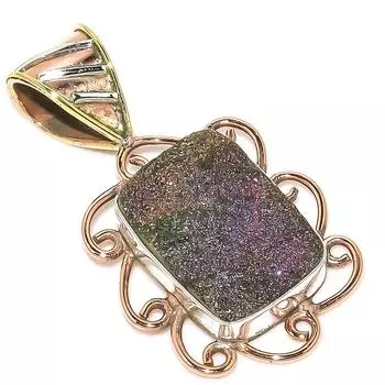 Подвеска из натурального титана Druzy из двухцветного цельного стерлингового серебра 925 пробы 1,50 v6o06