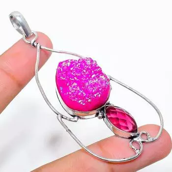 Подвеска из натурального титана, рубиллита, стерлингового серебра 925 пробы, 3,23 дюйма t2p01