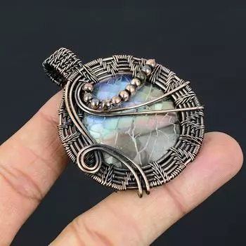 Подвеска из натурального титанового друзы из медной проволоки ручной работы 2,36 дюйма j7u84