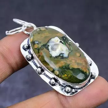 Подвеска из натурального тропического леса яшма 925 пробы из серебра 2,09 дюйма E7J10