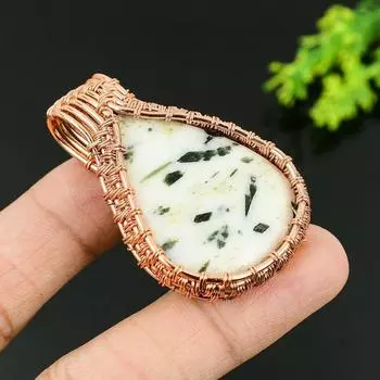 Подвеска из натурального варисцита ручной работы из медной проволоки 2,05 P1U13