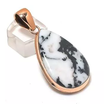 Подвеска из натурального зебрового яшмового камня ручной работы из меди 2,17 дюйма y1F52