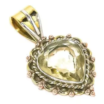 Подвеска из натурального зеленого аметиста из стерлингового серебра 925 пробы, двухцветная, 1,50 дюйма, J9D65