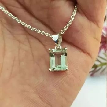 Подвеска из натурального зеленого аметиста-Изумрудная огранка «Любовь»-Уникальная зеленая подвеска-Lo