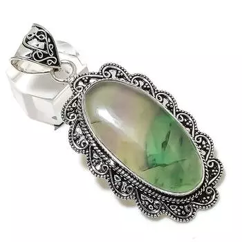 Подвеска из натурального зеленого флюорита, ручная работа, серебро 925 пробы, 2,68 дюйма, y3S68