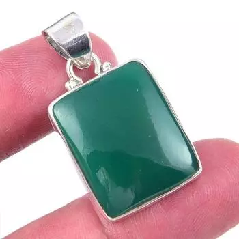 Подвеска из натурального зеленого оникса из стерлингового серебра 925 пробы 1,25 дюйма P4A24