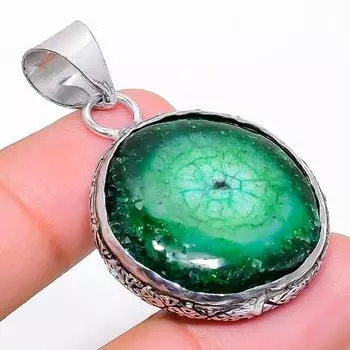 Подвеска из натурального зеленого солнечного кварца из стерлингового серебра 925 пробы 1,77 дюйма r2w59