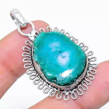 Подвеска из натурального зеленого солнечного кварца из стерлингового серебра 925 пробы 1,77 дюйма B0a54