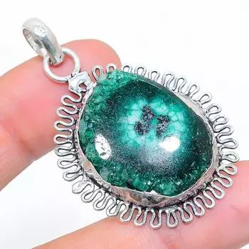 Подвеска из натурального зеленого солнечного кварца из стерлингового серебра 925 пробы 1,89 дюйма b8b89