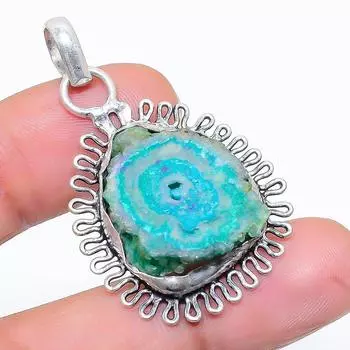 Подвеска из натурального зеленого солнечного кварца из стерлингового серебра 925 пробы 1,65 дюйма B0i61