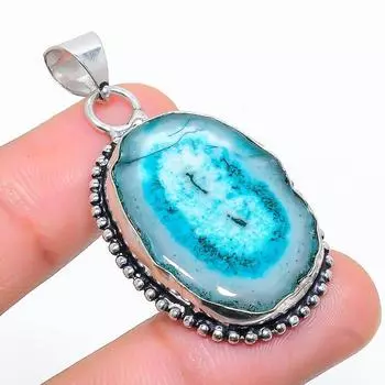 Подвеска из натурального зеленого солнечного кварца из стерлингового серебра 925 пробы 1,81 дюйма P8C93