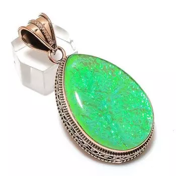 Подвеска из натурального зеленого триплетного опала из меди ручной работы 2,21 дюйма H3g28