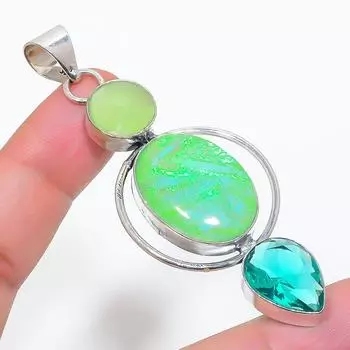 Подвеска из натурального зеленого триплетного опала, топаза из стерлингового серебра 925 пробы 2,99 дюйма I4L72