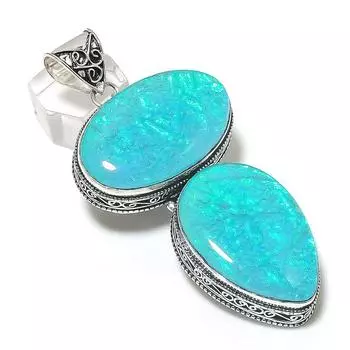 Подвеска из натурального зеленого триплетного опала из стерлингового серебра 925 пробы 3,27 дюйма s3F58