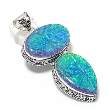 Подвеска из натурального зеленого триплетного опала из стерлингового серебра 925 пробы 3,31 дюйма a9Y32