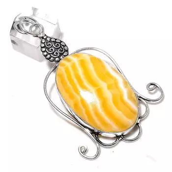 Подвеска из натурального желтого авантюрина из стерлингового серебра 925 пробы 3,15 дюйма F8A19