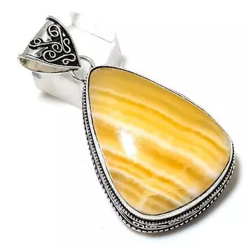 Подвеска из натурального желтого авантюрина из стерлингового серебра 925 пробы 2,36 дюйма b3Y43