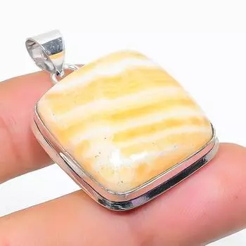 Подвеска из натурального желтого кальцита из стерлингового серебра 925 пробы 1,58 дюйма o8p57