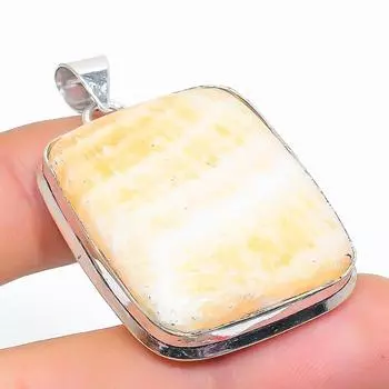 Подвеска из натурального желтого кальцита из стерлингового серебра 925 пробы 1,85 дюйма w0j21