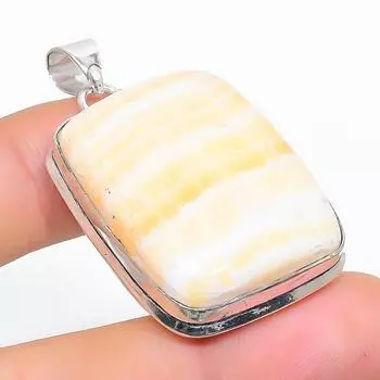 Подвеска из натурального желтого кальцита из стерлингового серебра 925 пробы 1,89 дюйма Q1v06